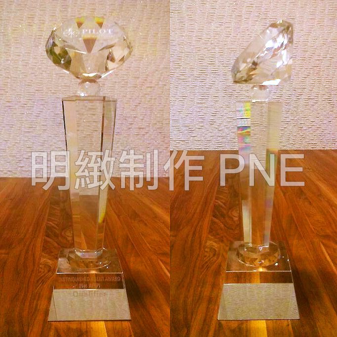 鑽石六角柱水晶獎盃 CR034 實物圖樣